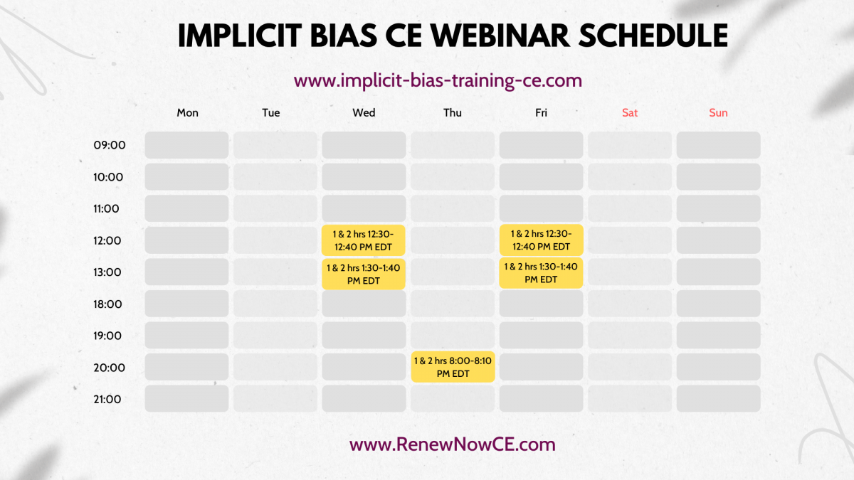 Implicit Bias Training CE Live Webinars
